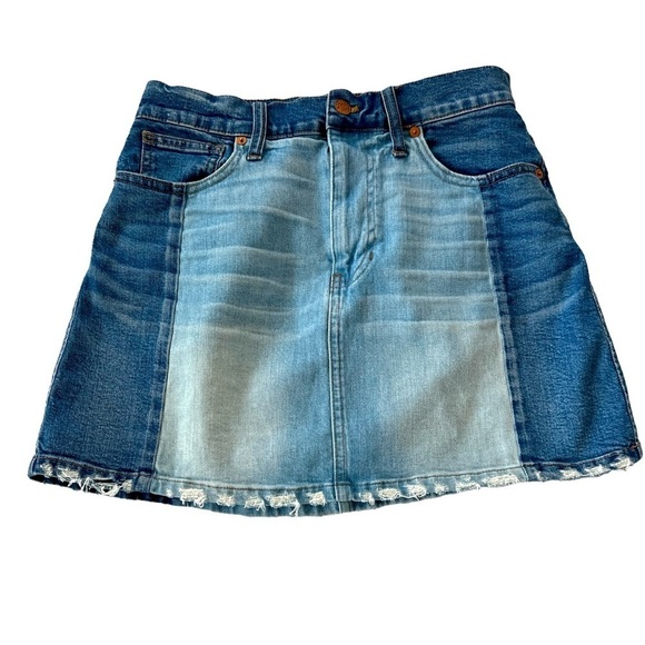 Madewell McCarren Two Tone Patchwork Denim Mini Skirt - Picture 6 of 12